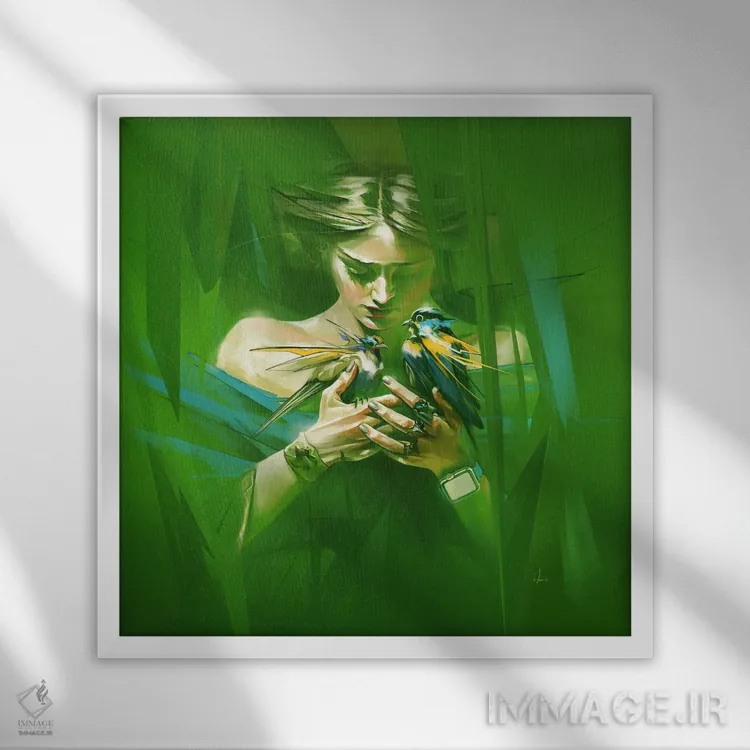 تابلو نخلهای آرام اثر الکسیس مارکو - نمای قابدار سفید