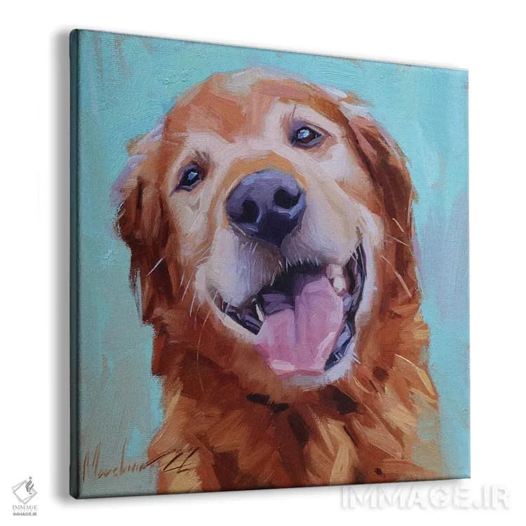تابلو لابرادور طلایی خندان اثر الکس مووچون - نمای پرسپکتیو محصول