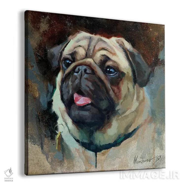 تابلو پاگ (سگ) اثر الکس مووچون - نمای پرسپکتیو محصول