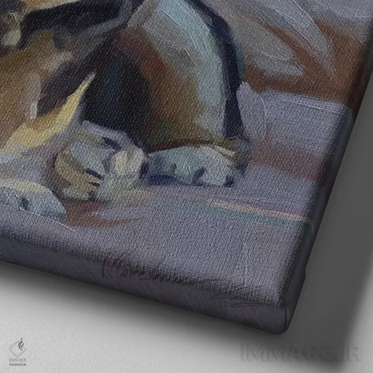 تابلو نقاشی بولداگ انگلیسی اثر الکس مووچون - نمای نزدیک بافت بوم