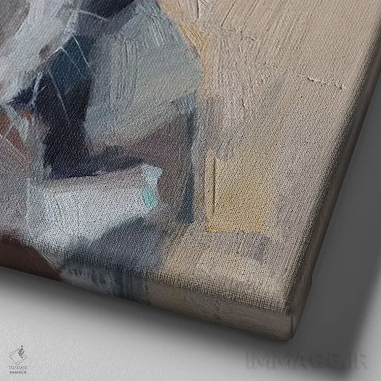 تابلو نقاشی سگ سیاه اثر الکس مووچون - نمای نزدیک بافت بوم