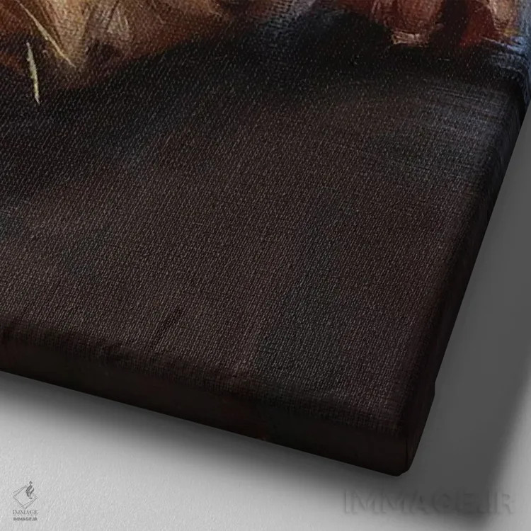 تابلو پرترهٔ مالتیپ (سگ) اثر الکس مووچون - نمای نزدیک بافت بوم