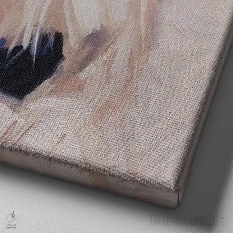 تابلو پرترهٔ سگ سفید کوچک اثر الکس مووچون - نمای نزدیک بافت بوم