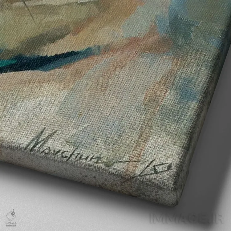 تابلو پاگ (سگ) اثر الکس مووچون - نمای نزدیک بافت بوم