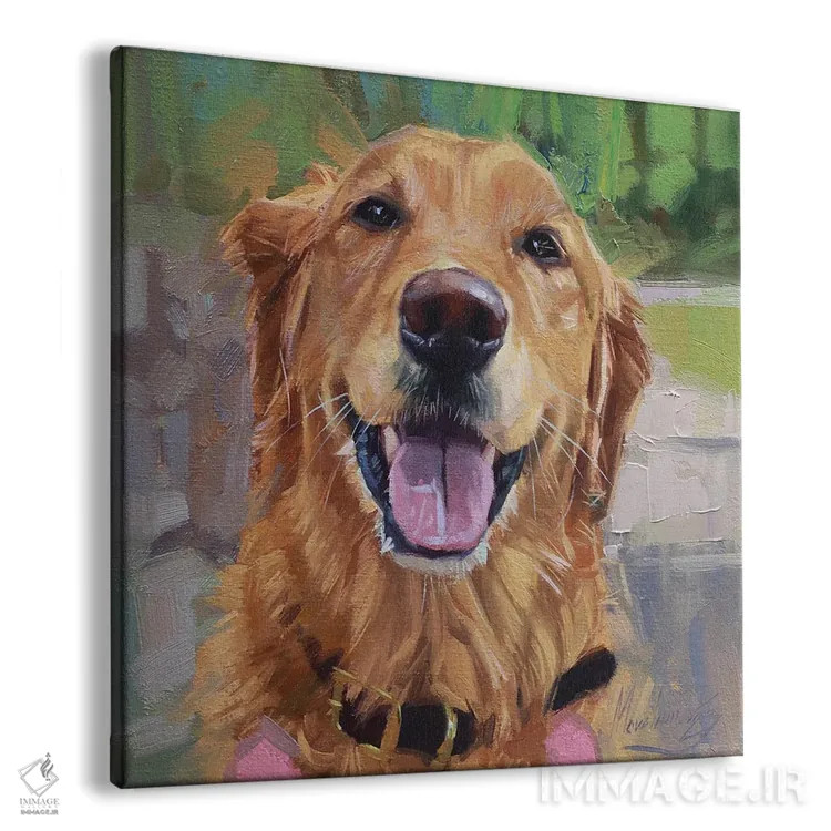 تابلو پرترهٔ گلدن رتریور اثر الکس مووچون - نمای پرسپکتیو محصول
