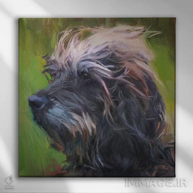 تابلو پرترهٔ سگ، اشنایزر اثر الکس مووچون - نمای روبهرو روی دیوار