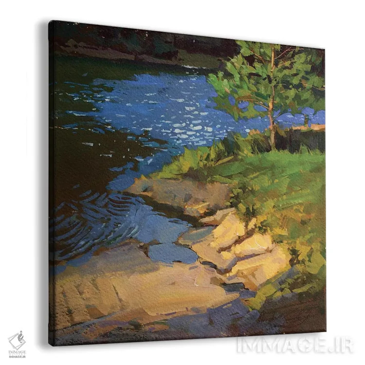 تابلو دریاچه در جنگل، روز آفتابی اثر الکس مووچون - نمای پرسپکتیو محصول