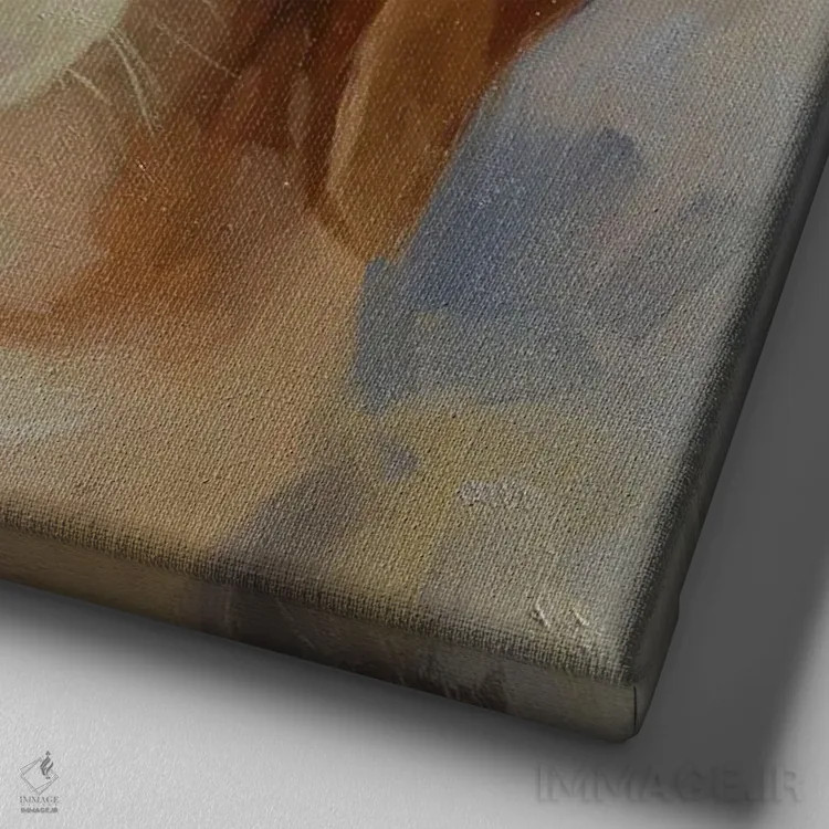 تابلو پرترهٔ بیگل (سگ) اثر الکس مووچون - نمای نزدیک بافت بوم