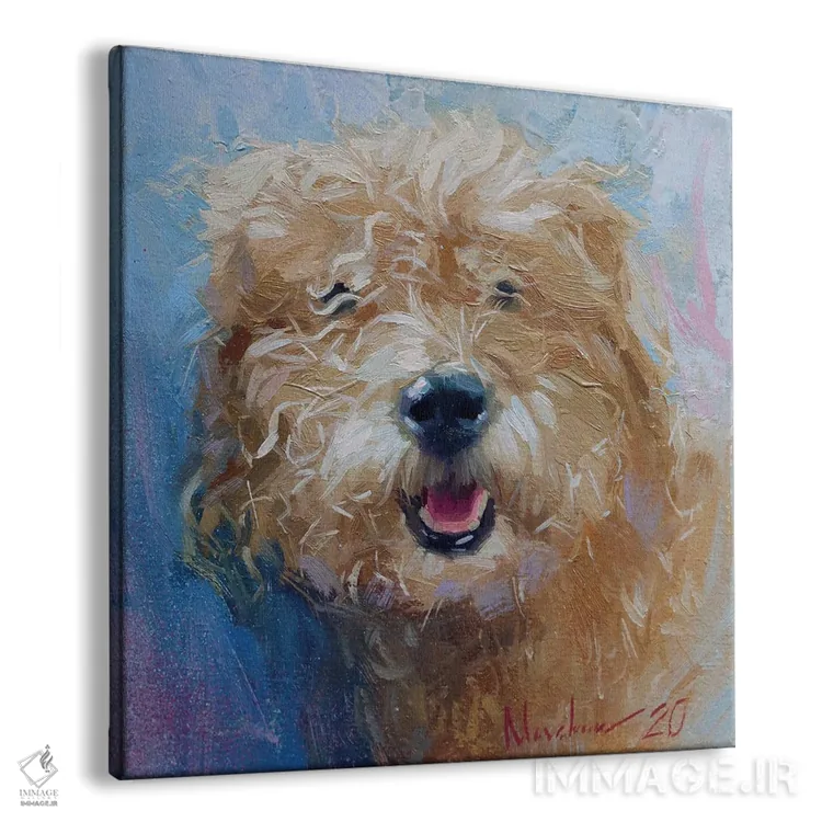 تابلو سگ فرفری اثر الکس مووچون - نمای پرسپکتیو محصول