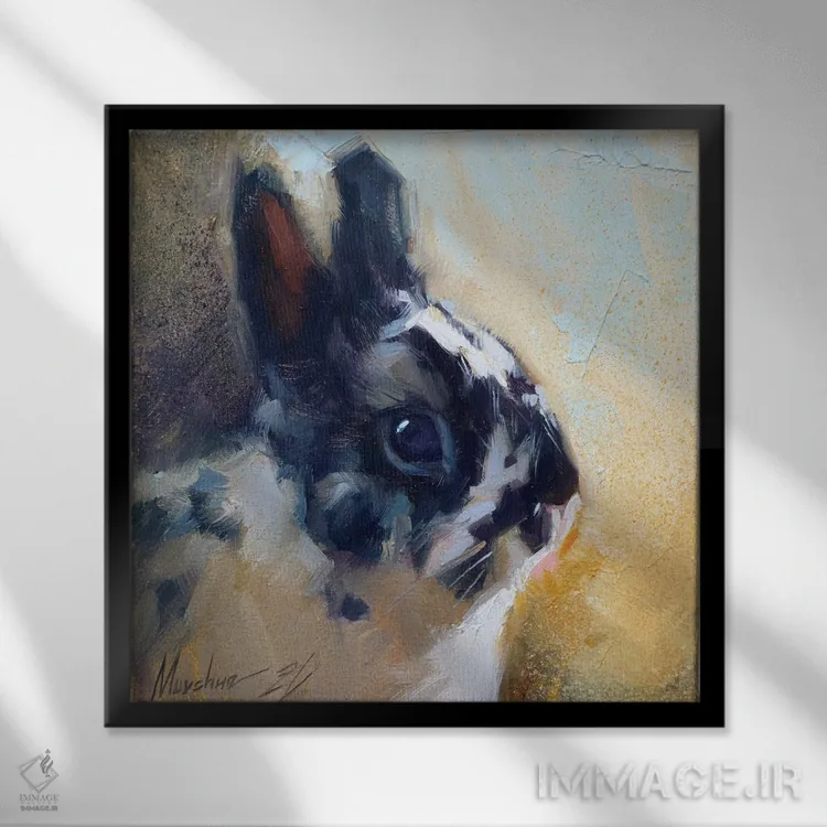 تابلو خرگوش کوچک اثر الکس مووچون - نمای قابدار مشکی