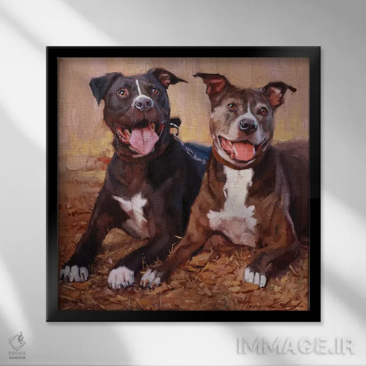 تابلو پرترهٔ دو تریر استفوردشر اثر الکس مووچون - نمای قابدار مشکی