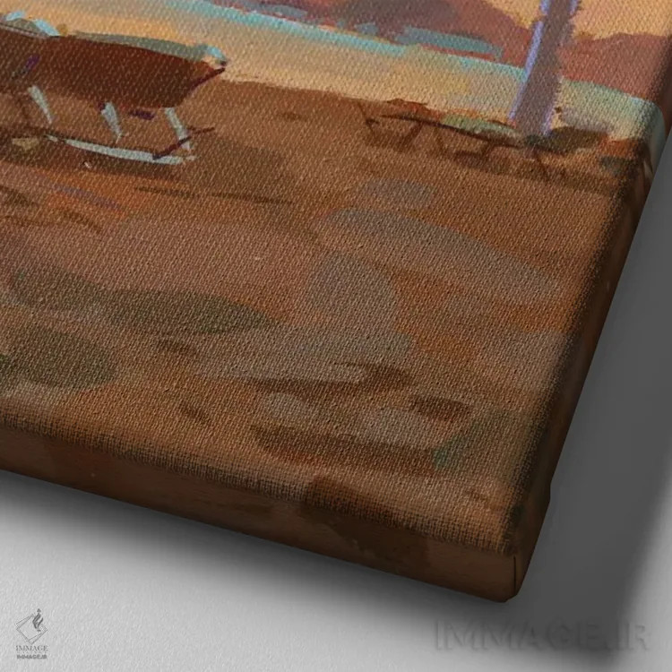 تابلو ساعت طلایی در مصر اثر الکس مووچون - نمای نزدیک بافت بوم