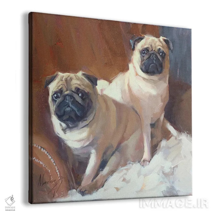 تابلو دو پاگ (سگ) اثر الکس مووچون - نمای پرسپکتیو محصول