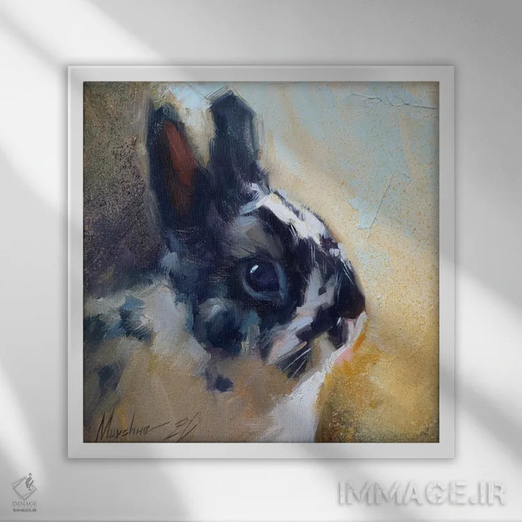 تابلو خرگوش کوچک اثر الکس مووچون - نمای قابدار سفید