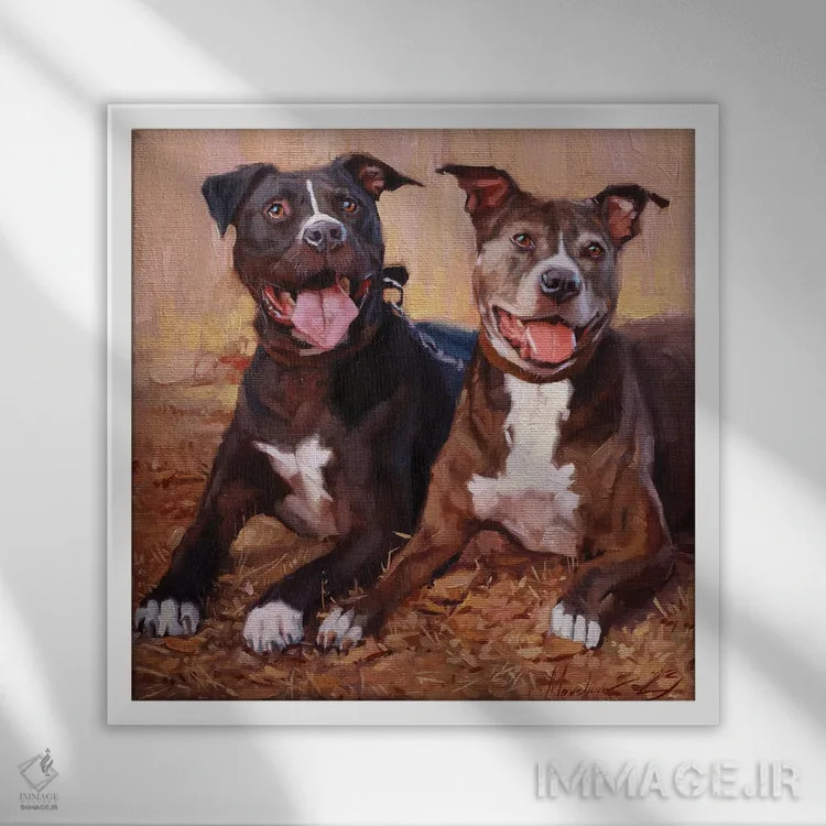 تابلو پرترهٔ دو تریر استفوردشر اثر الکس مووچون - نمای قابدار سفید