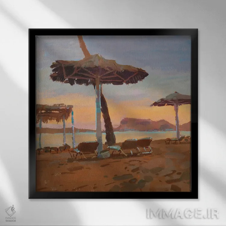 تابلو ساعت طلایی در مصر اثر الکس مووچون - نمای قابدار مشکی