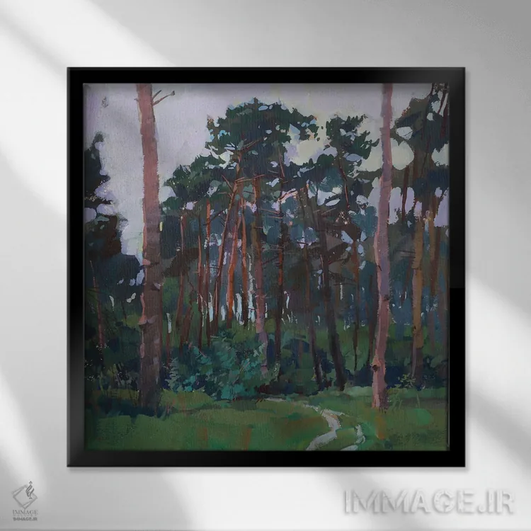 تابلو جنگل درخت هجران، در جنگل اثر الکس مووچون - نمای قابدار مشکی