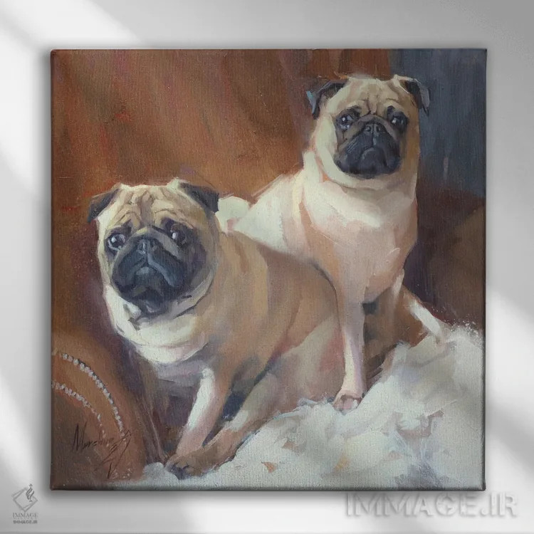 تابلو دو پاگ (سگ) اثر الکس مووچون - نمای روبهرو روی دیوار