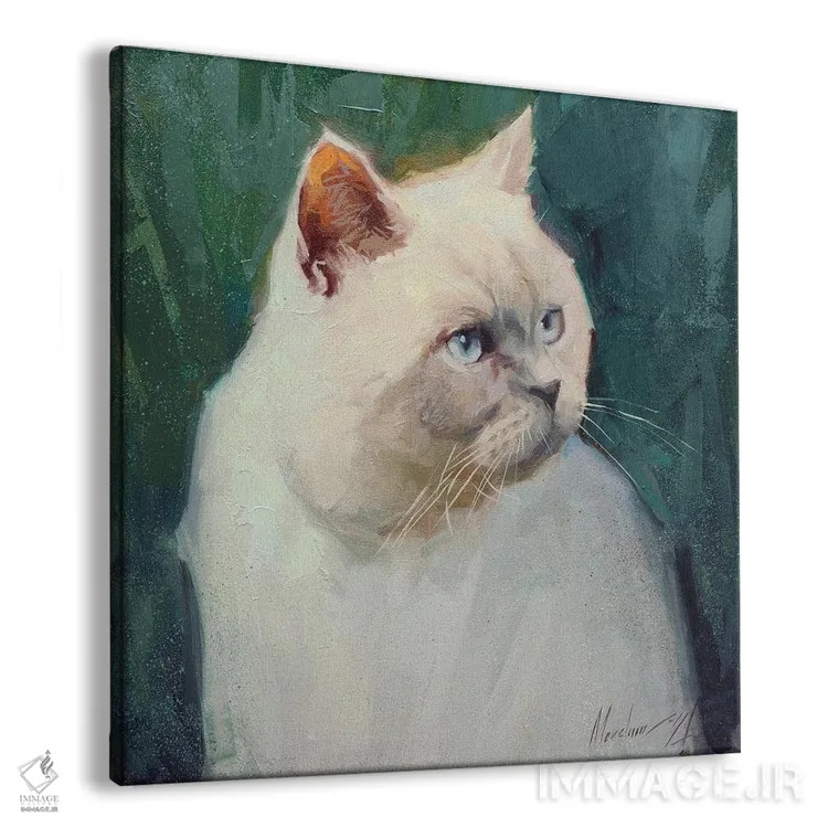 تابلو گربهٔ سفید بریتانیایی اثر الکس مووچون - نمای پرسپکتیو محصول