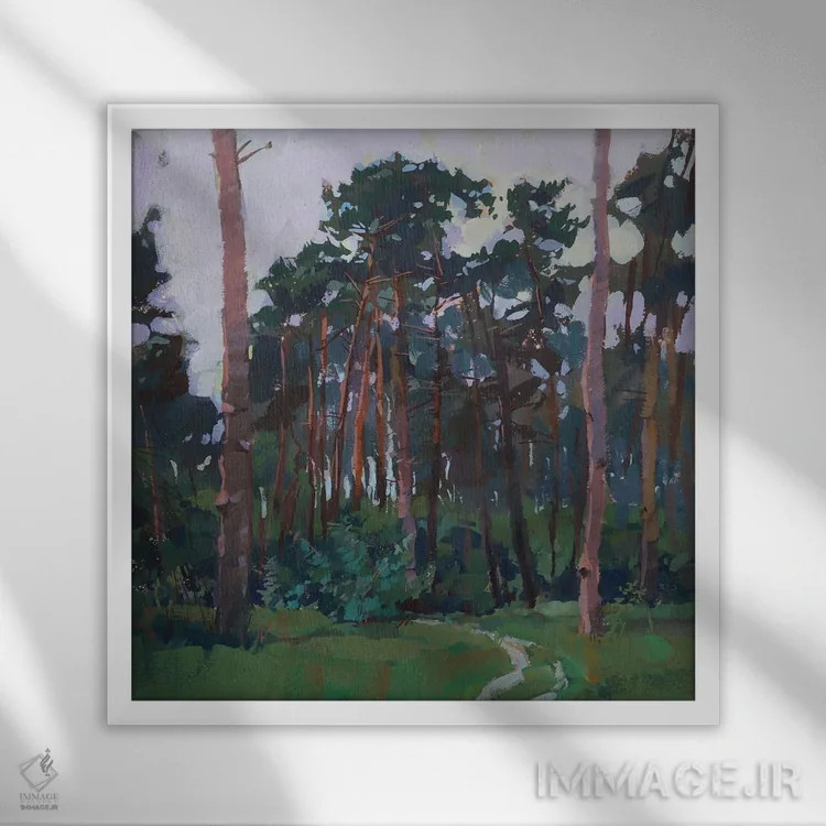 تابلو جنگل درخت هجران، در جنگل اثر الکس مووچون - نمای قابدار سفید