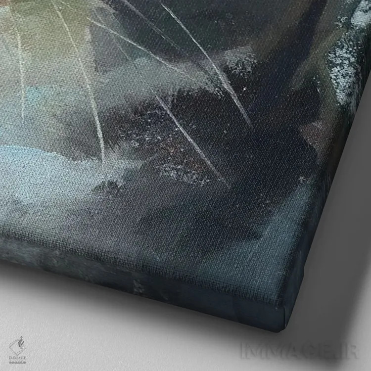 تابلو گربهٔ خاکستری اثر الکس مووچون - نمای نزدیک بافت بوم