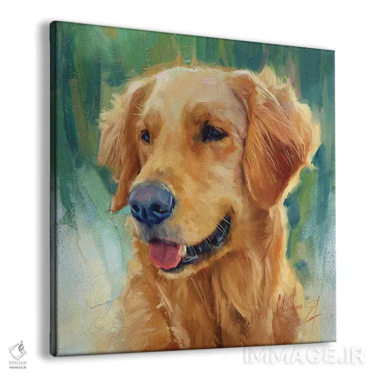 تابلو گلدن رتریور در روز آفتابی اثر الکس مووچون - نمای پرسپکتیو محصول