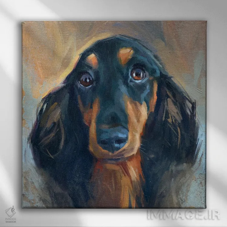 تابلو داشوند کوچک (سگ) اثر الکس مووچون - نمای روبهرو روی دیوار
