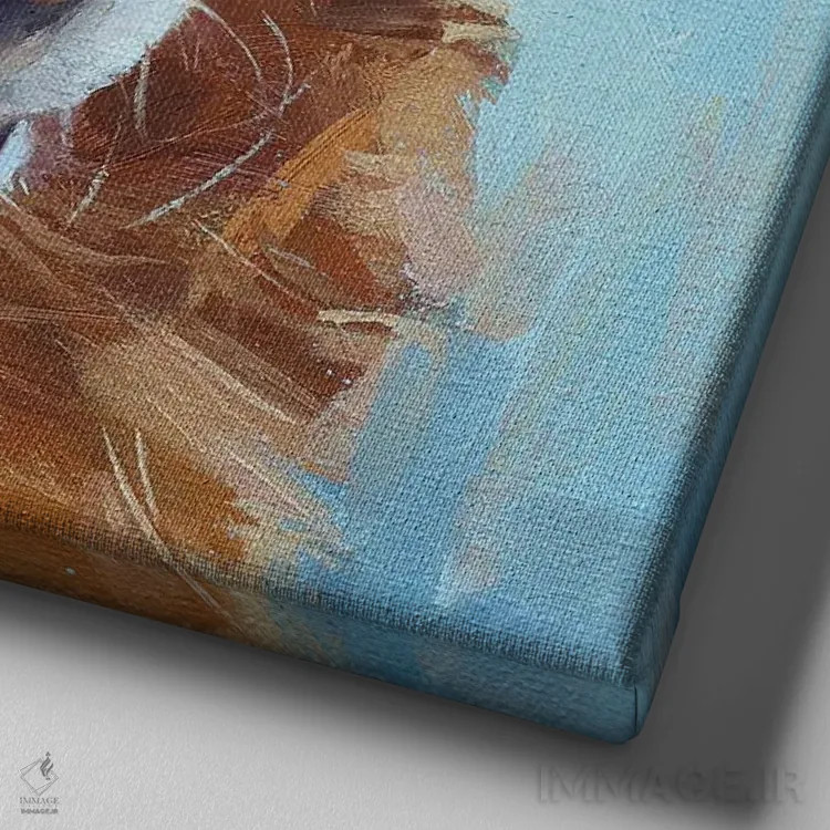 تابلو گلدن رتریور اثر الکس مووچون - نمای نزدیک بافت بوم