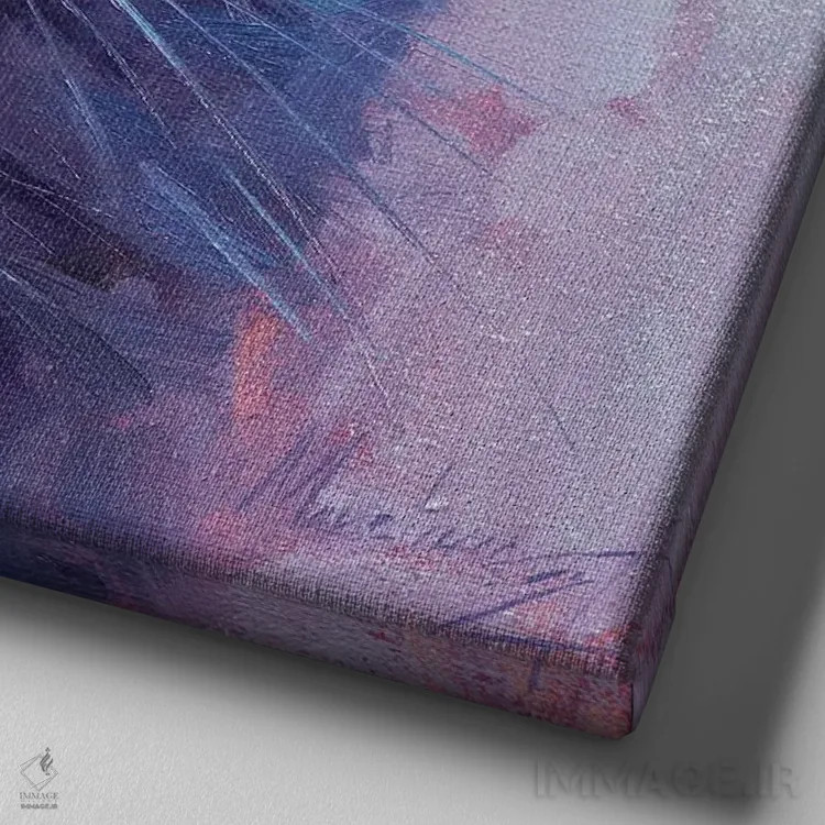 تابلو گربهٔ سیاه اثر الکس مووچون - نمای نزدیک بافت بوم