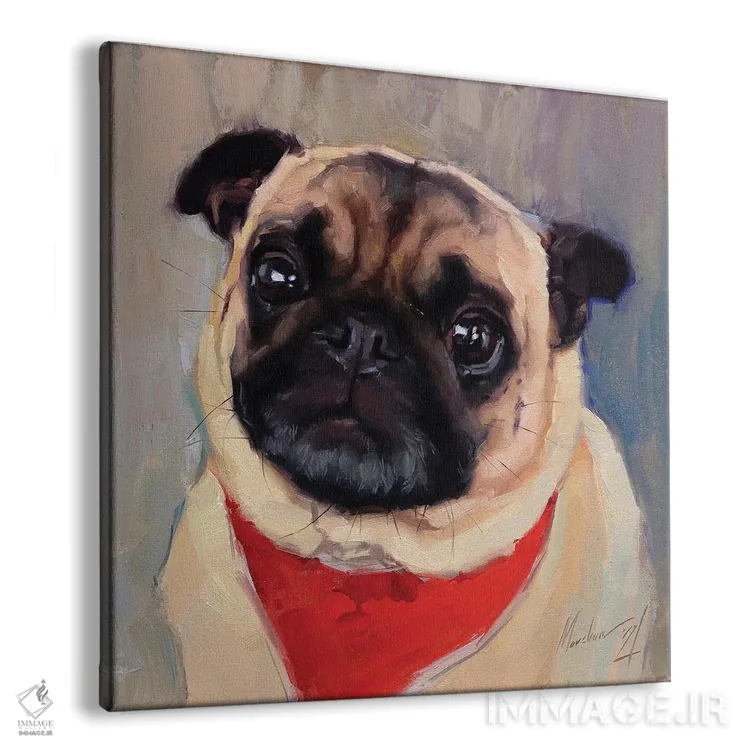 تابلو پاگ (سگ) اثر الکس مووچون - نمای پرسپکتیو محصول