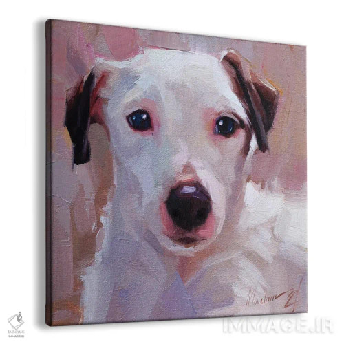تابلو جک راسل سفید (سگ) اثر الکس مووچون - نمای پرسپکتیو محصول