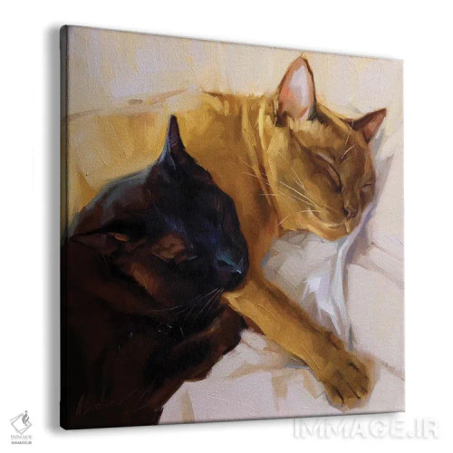 تابلو گربهٔ سیاه و طلایی اثر الکس مووچون - نمای پرسپکتیو محصول