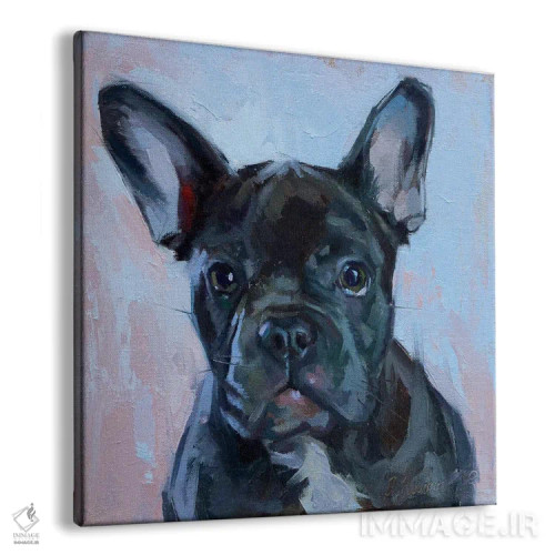تابلو بولداگ سیاه اثر الکس مووچون - نمای پرسپکتیو محصول