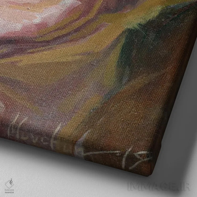 تابلو اسفینکس سفید اثر الکس مووچون - نمای نزدیک بافت بوم