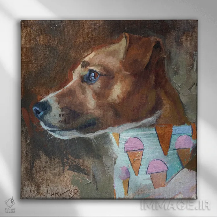 تابلو جک راسل (سگ) اثر الکس مووچون - نمای روبهرو روی دیوار