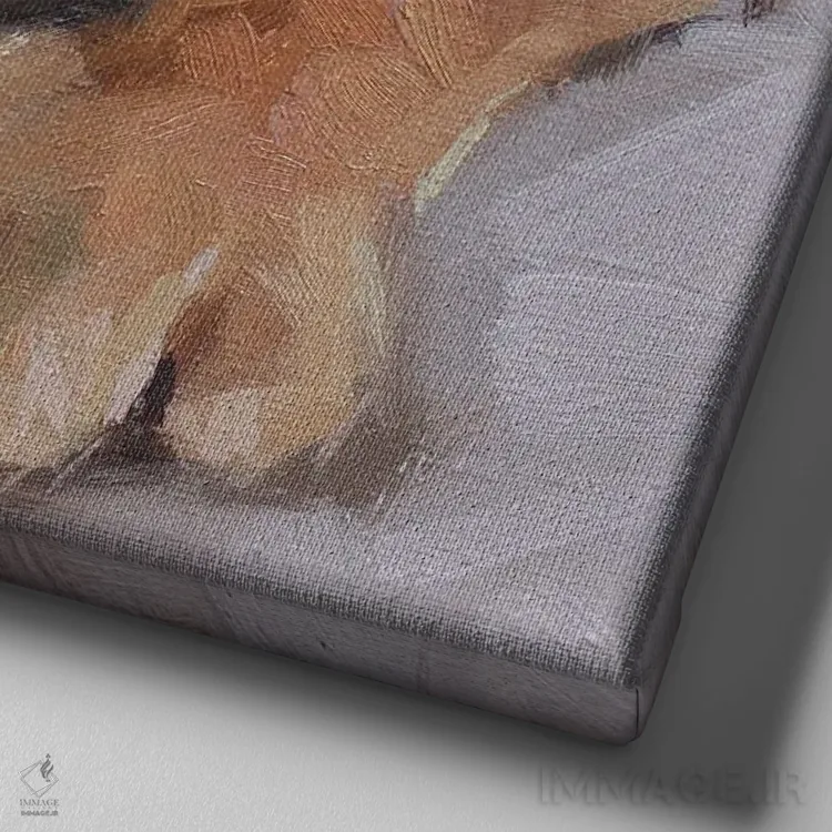 تابلو تولهسگ قهوهای اثر الکس مووچون - نمای نزدیک بافت بوم