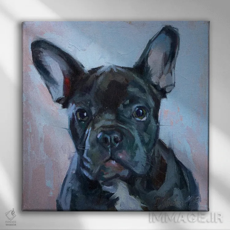 تابلو بولداگ سیاه اثر الکس مووچون - نمای روبهرو روی دیوار