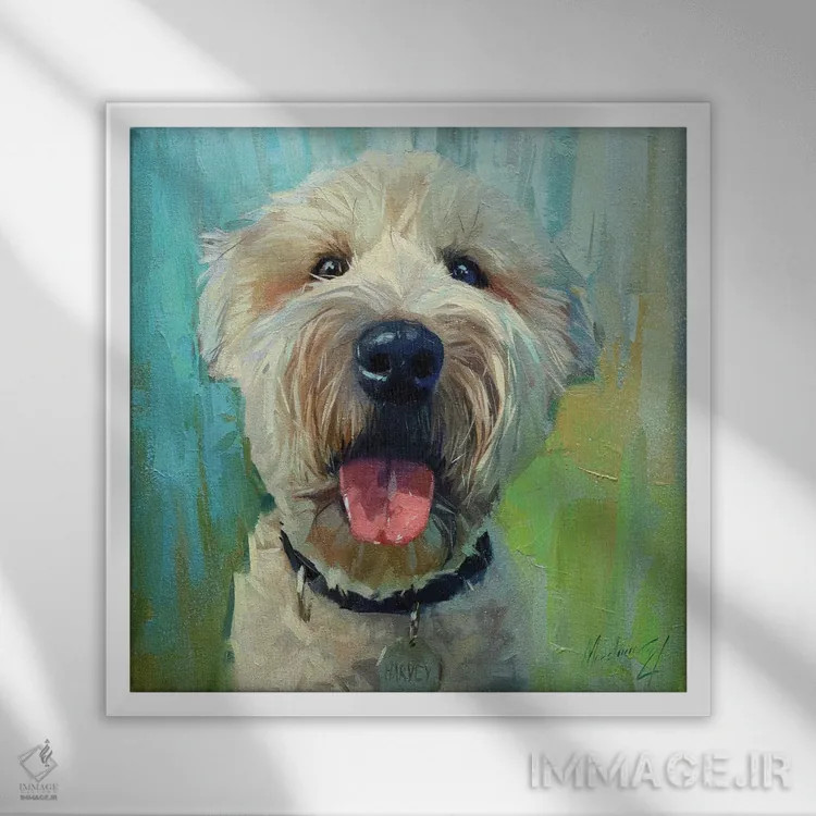 تابلو لابرادودل سفید (سگ) اثر الکس مووچون - نمای قابدار سفید