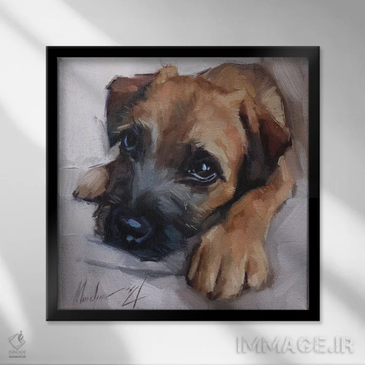 تابلو تولهسگ قهوهای اثر الکس مووچون - نمای قابدار مشکی