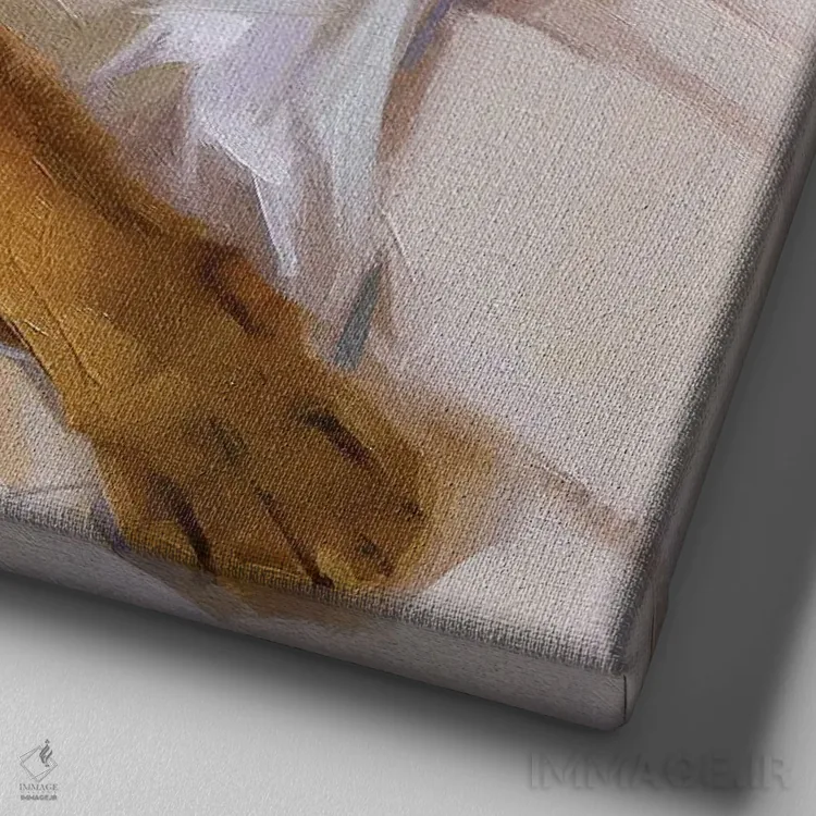 تابلو گربهٔ سیاه و طلایی اثر الکس مووچون - نمای نزدیک بافت بوم