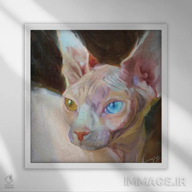 تابلو اسفینکس سفید اثر الکس مووچون - نمای قابدار سفید