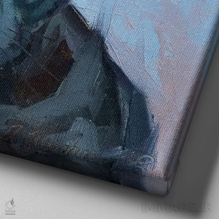 تابلو بولداگ سیاه اثر الکس مووچون - نمای نزدیک بافت بوم