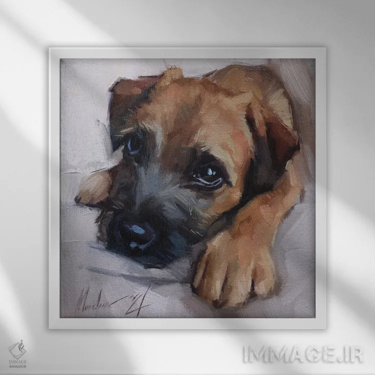 تابلو تولهسگ قهوهای اثر الکس مووچون - نمای قابدار سفید