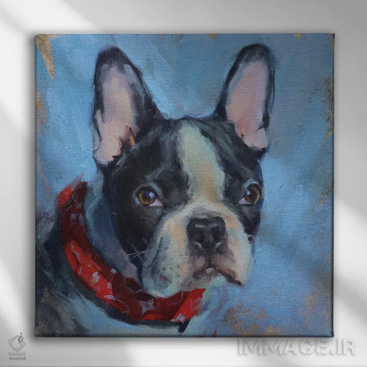 تابلو بولداگ فرانسوی (نژاد سگ) اثر الکس مووچون - نمای روبهرو روی دیوار