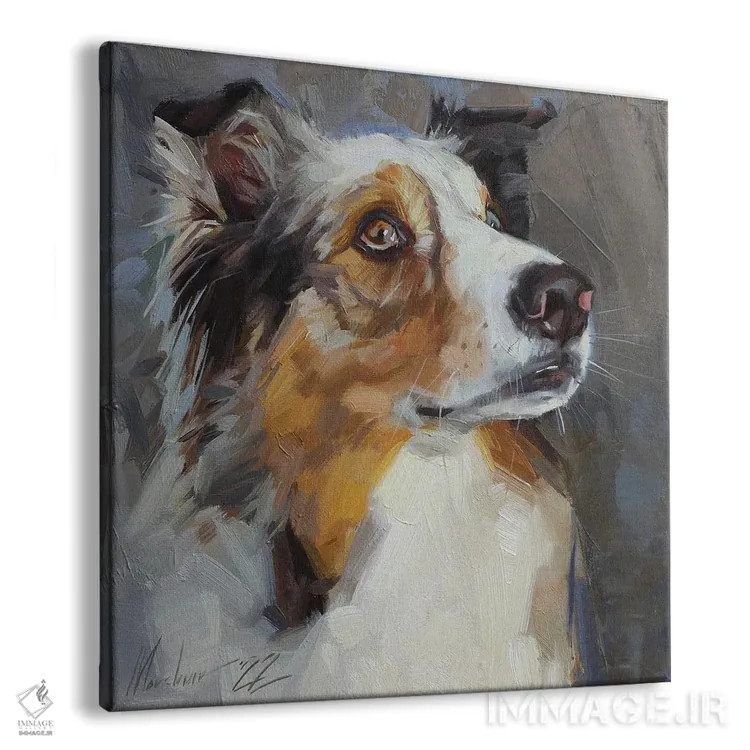 تابلو پرتـرهٔ سگ کولی اثر الکس مووچون - نمای پرسپکتیو محصول