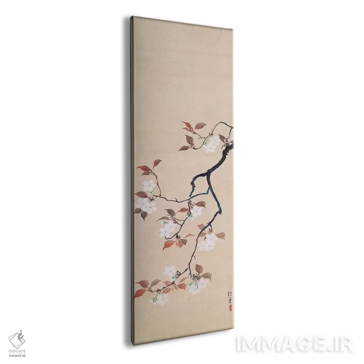 تابلو طومار آویزان با تصویر شکوفههای گیلاس اثر ساکای هویتسو (نقاش ژاپنی) - نمای پرسپکتیو محصول