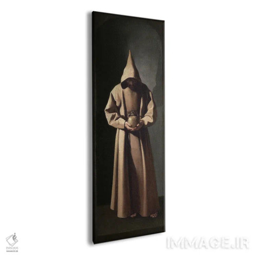 تابلو سنت فرانسیس در حال تأمل بر جمجمه، حدود ۱۶۳۵ اثر فرانسیسکو د زورباران (نقاش اسپانیایی باروک) - نمای پرسپکتیو محصول