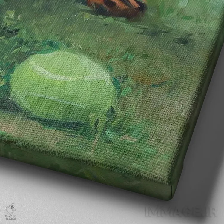 تابلو نقاشی روتوایلر (نژاد سگ) اثر الکس مووچون - نمای نزدیک بافت بوم