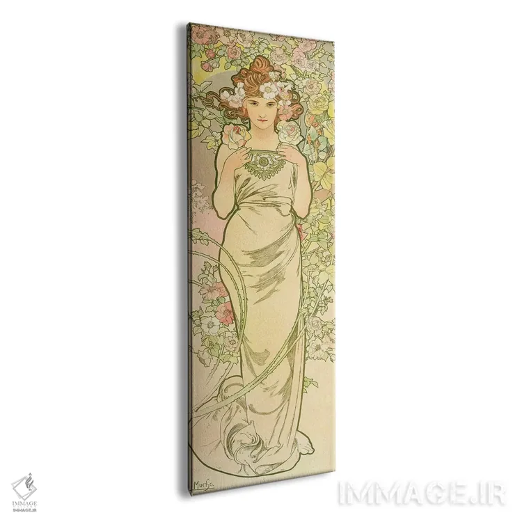 تابلو 1898,گلها: رز، ۱۸۹۸ اثر آلفونس موخا (هنرمند آرت نووی چک) - نمای پرسپکتیو محصول