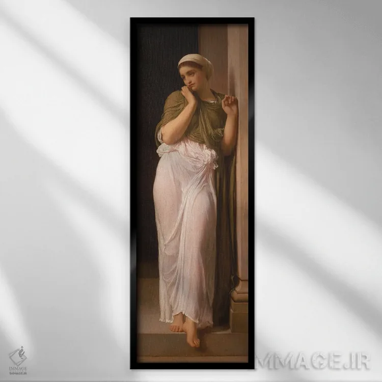 تابلو ناوسیکا، ۱۸۷۸ (شخصیت اسطورهای یونان) اثر فردریک لیتون (نقاش و مجسمهساز انگلیسی) - نمای قابدار مشکی